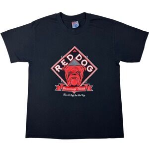 Vintage 90s Red Dog Beer T Shirt Medium Black Single Stitch Hanes Heavyweight